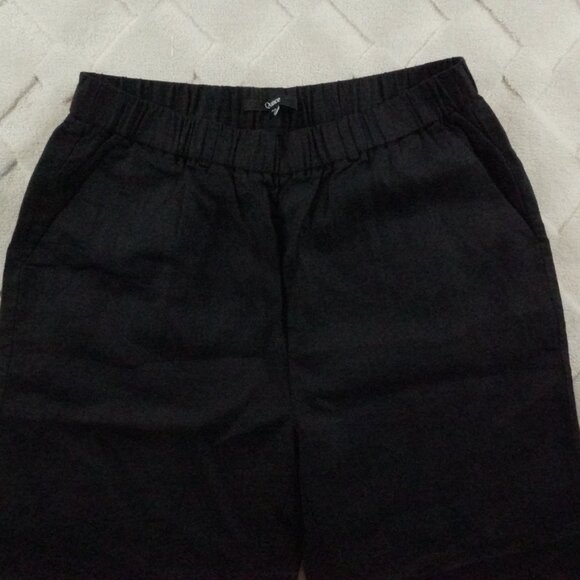 Quince Linen Pull On Pants Womens Medium Black Pull On Stretch Straight Leg - Picture 2 of 11